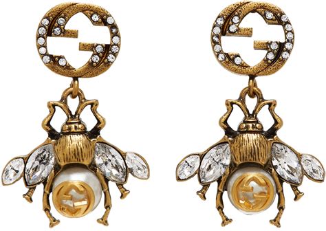 gucci bee earrings amber|Gucci bee earrings for women.